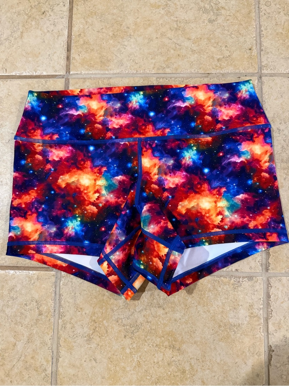 Women’s Multicolor Galaxy Athletic Stretch Shorts
